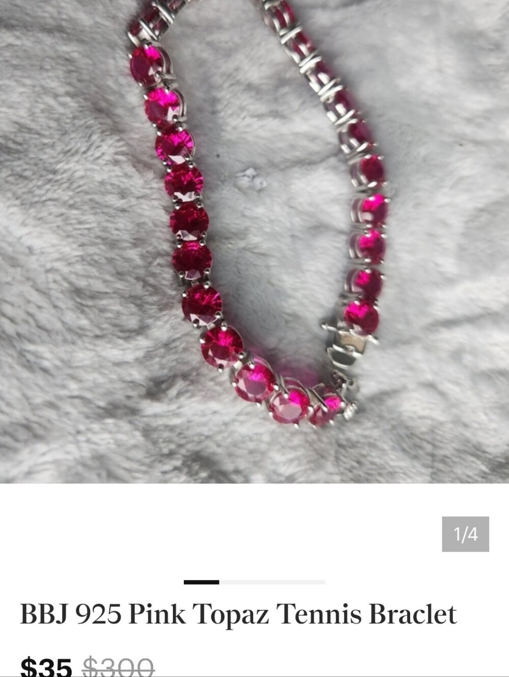 Pink Topaz Tennis Bracelet - Sterling 925